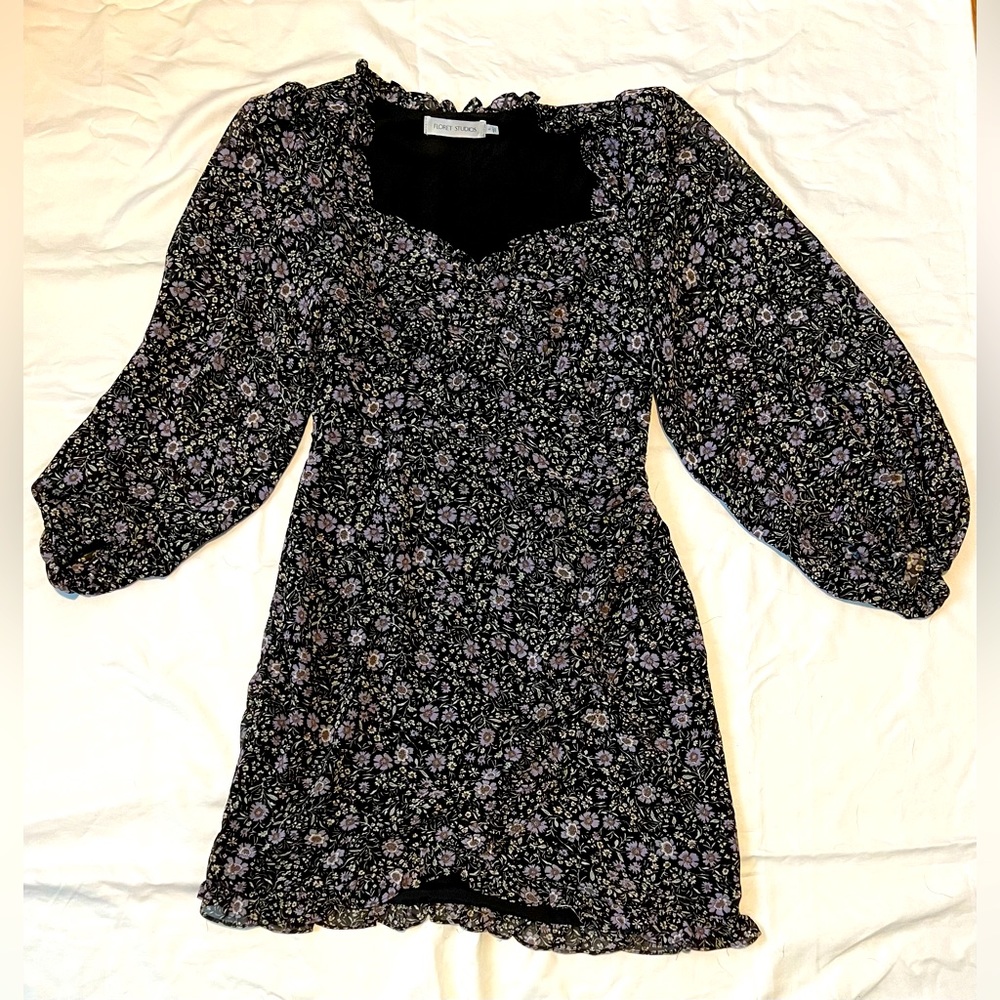 Floret Studios Ditsy Longsleeve Mini Dress, Small